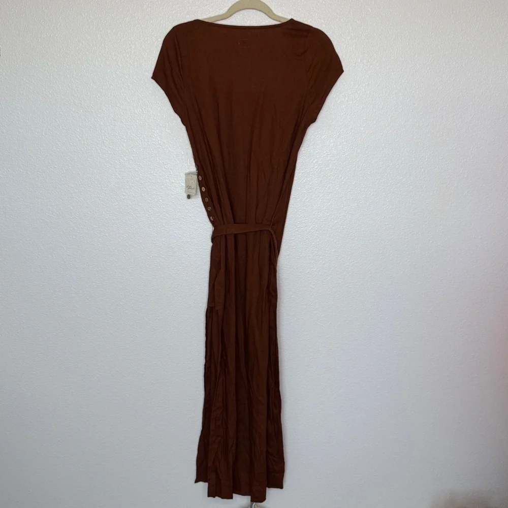 Free People Free-est Trop Belle Midi Dress Honey Bronze Belted Small $98MSRP NWT - Picture 7 of 7